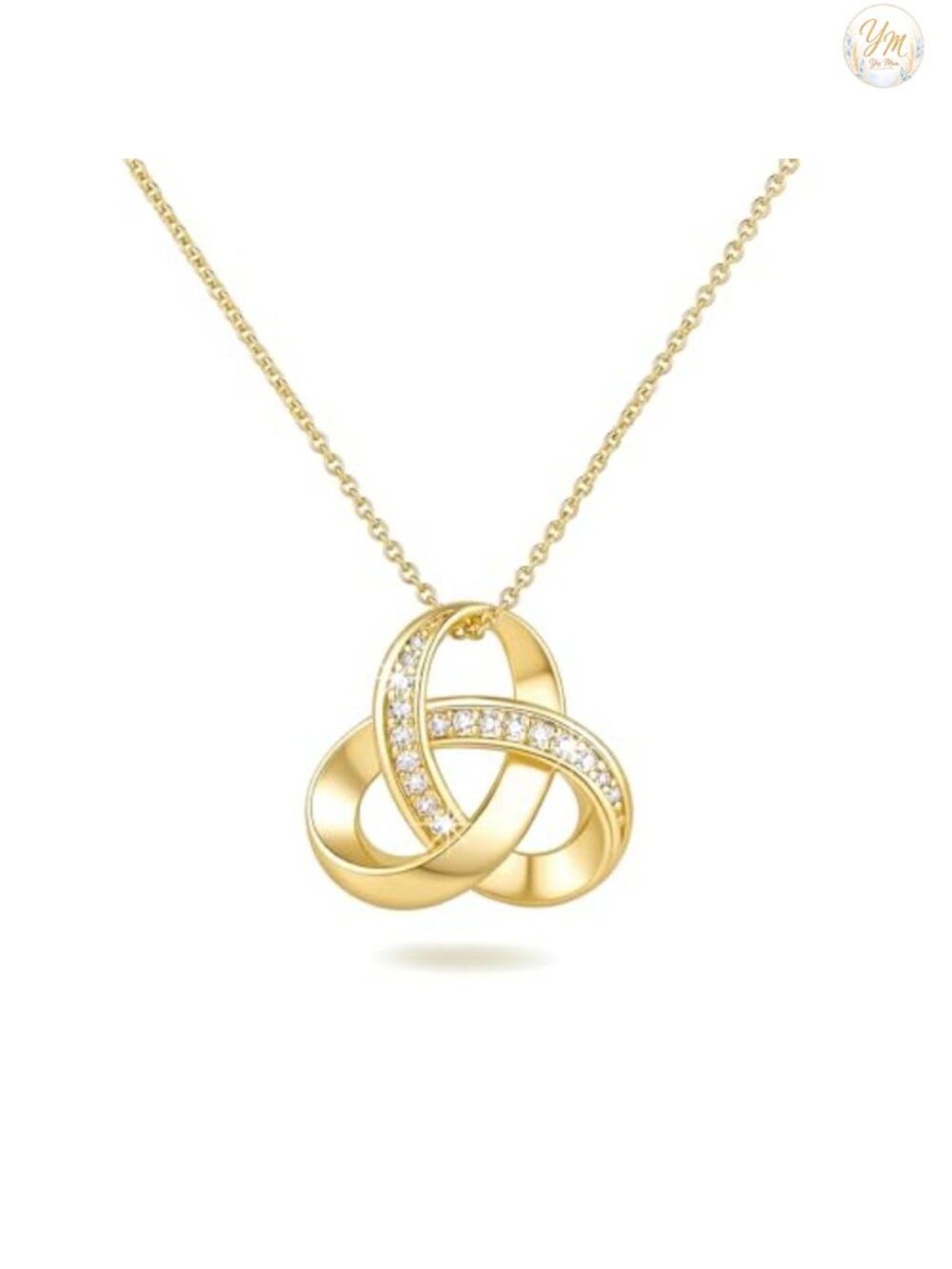 14k Gold Plated Infinity Knot Pendant Necklace for Women with Cubic Zirconia